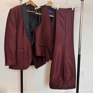 Statement Burgundy Men's Three Piece Suit